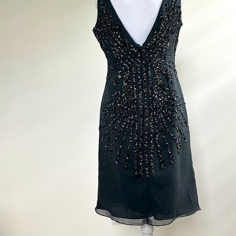 SALE Basix Black Label Beaded Gray Short Cocktail Dress Size 8 - Picture 2 of 8
